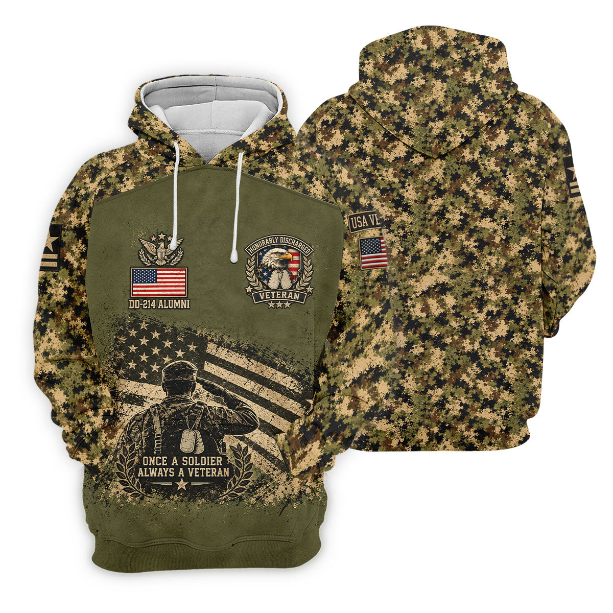 DD-214 Soldier Flag Camo Golf Polo Shirt, Mens Golf Apparel, Veterans Day Golf Shirt