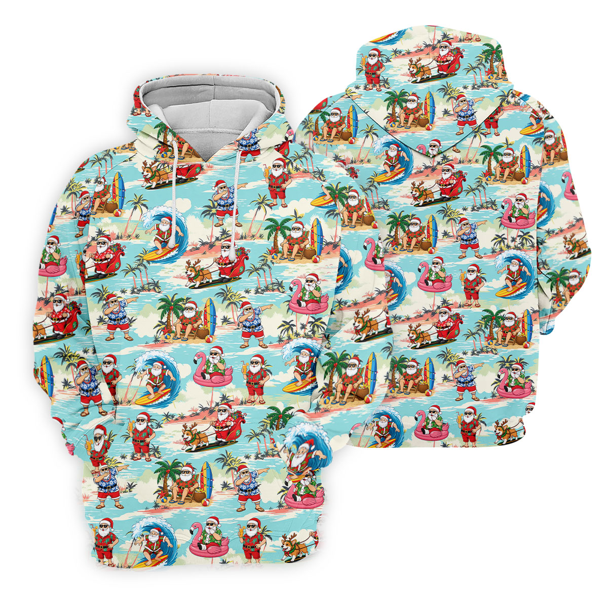 Funny Tropical Santa Beach Christmas Polo Shirt, Womens Golf Polo, Hawaiian Golf Shirt