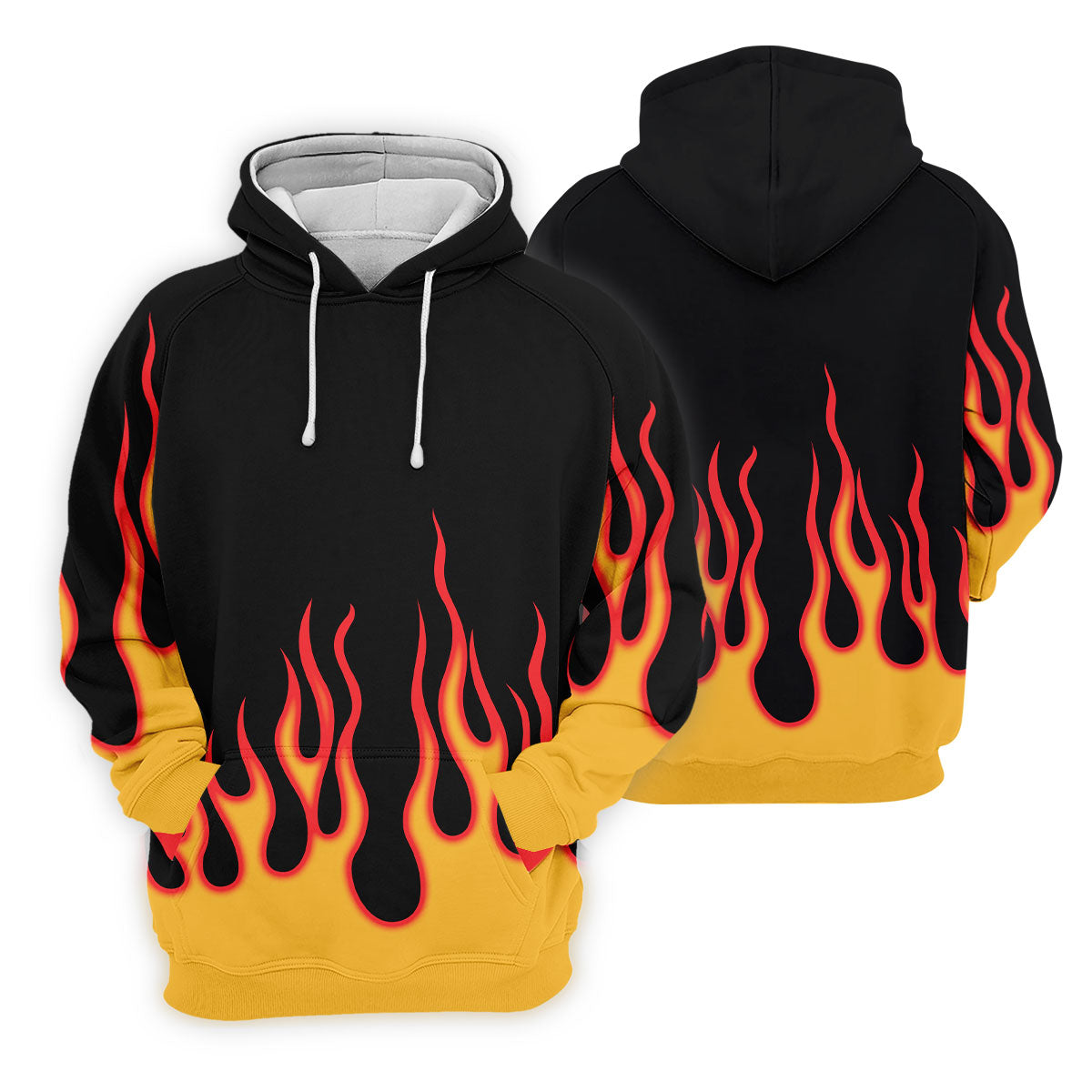 Retro Flame Fire Pattern Design Hawaiian Golf Shirt, Golf Shirts For Men, Polo Shirts For Men