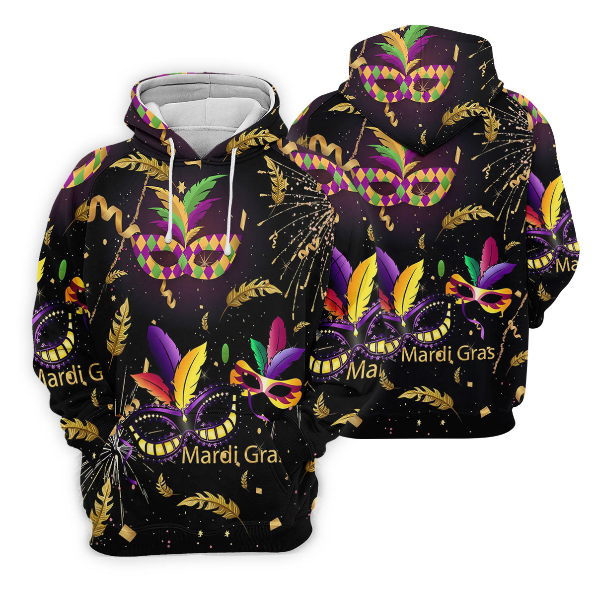 Gold Ribbons Mardi Gras Masquerade Mask Women's Golf Shirts, Women's Golf Tops, Ladies Golf Shirts