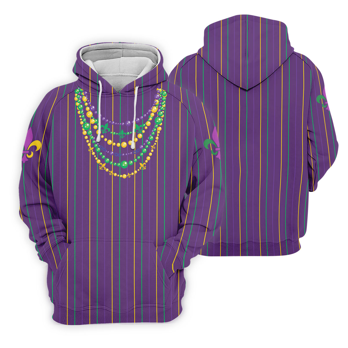Mardi Gras Beads Necklaces Print Purple Golf Shirt, Women's Golf Shirts, Ladies Golf Polos, Golf Shirt For Women
