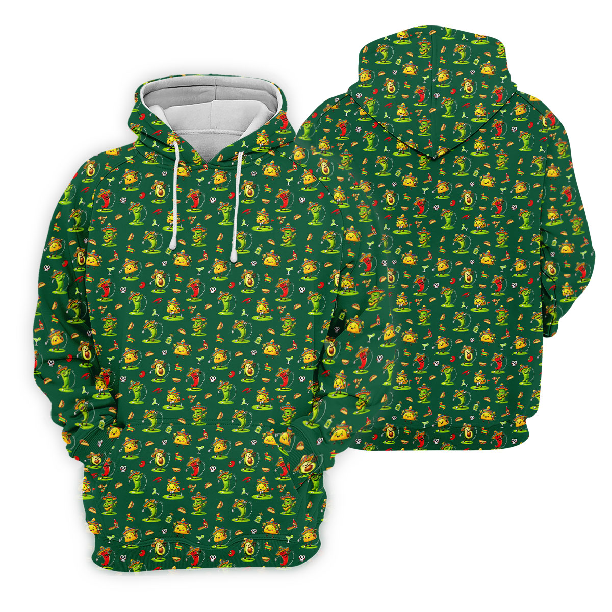 Mexican Cartoon Food Characters Cinco De Mayo Celebration Fiesta Themed Green Golf Shirt For Women