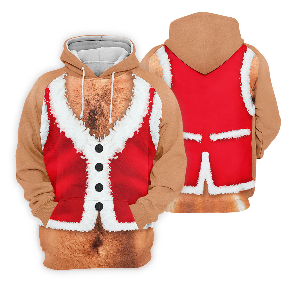 Hairy Chest Santa Print Christmas Golf Shirt, Womens Golf Tops, Golf Shirts For Women