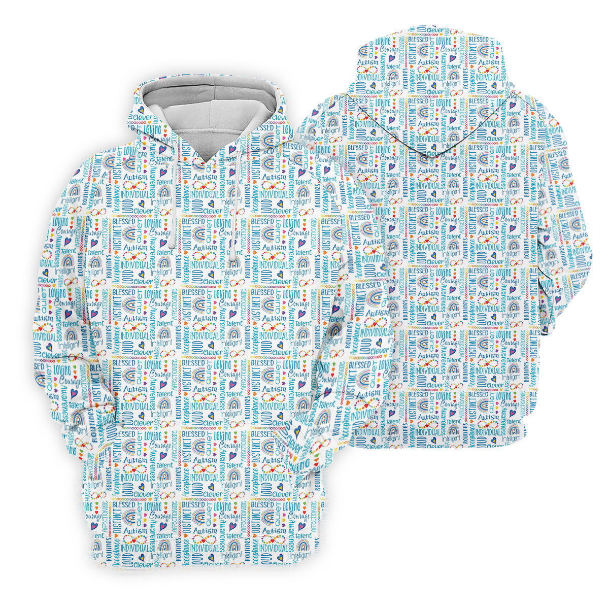 Autism Awareness Rainbow Heart Infinity Symbol Blue And White Golf Shirt For Women, Ladies Golf Polos