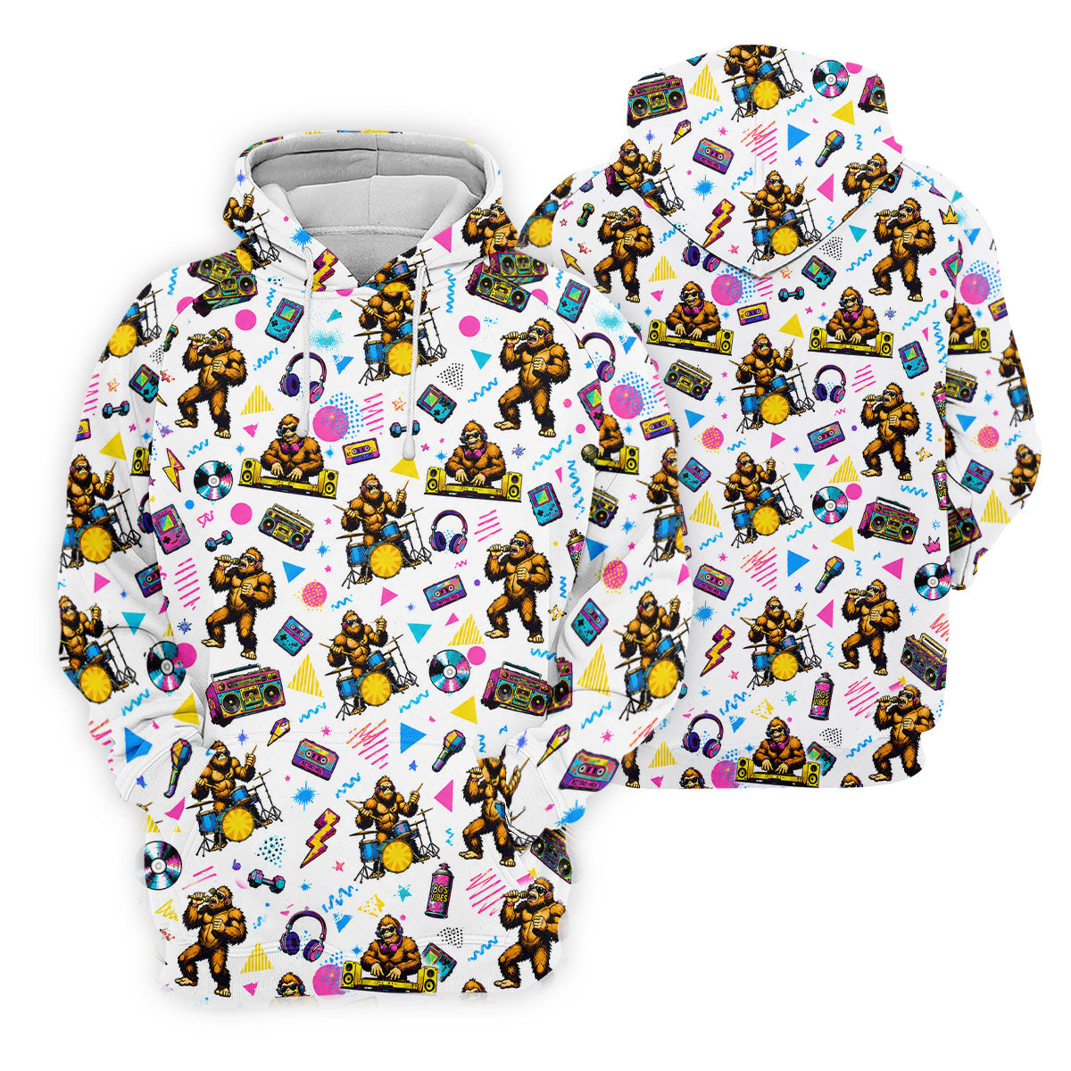 Bigfoot Party Memphis Pattern Retro Golf Shirt, Hawaiian Golf Shirt, Golf Shirt For Women