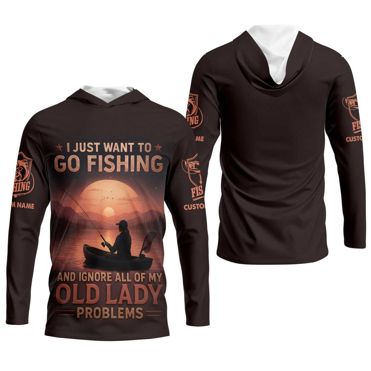 I Just Want To Go Fishing And Ignore All Of My Old Lady Problems SPF Shirt, Female Fishing Shirts, Funny Fishing Shirt