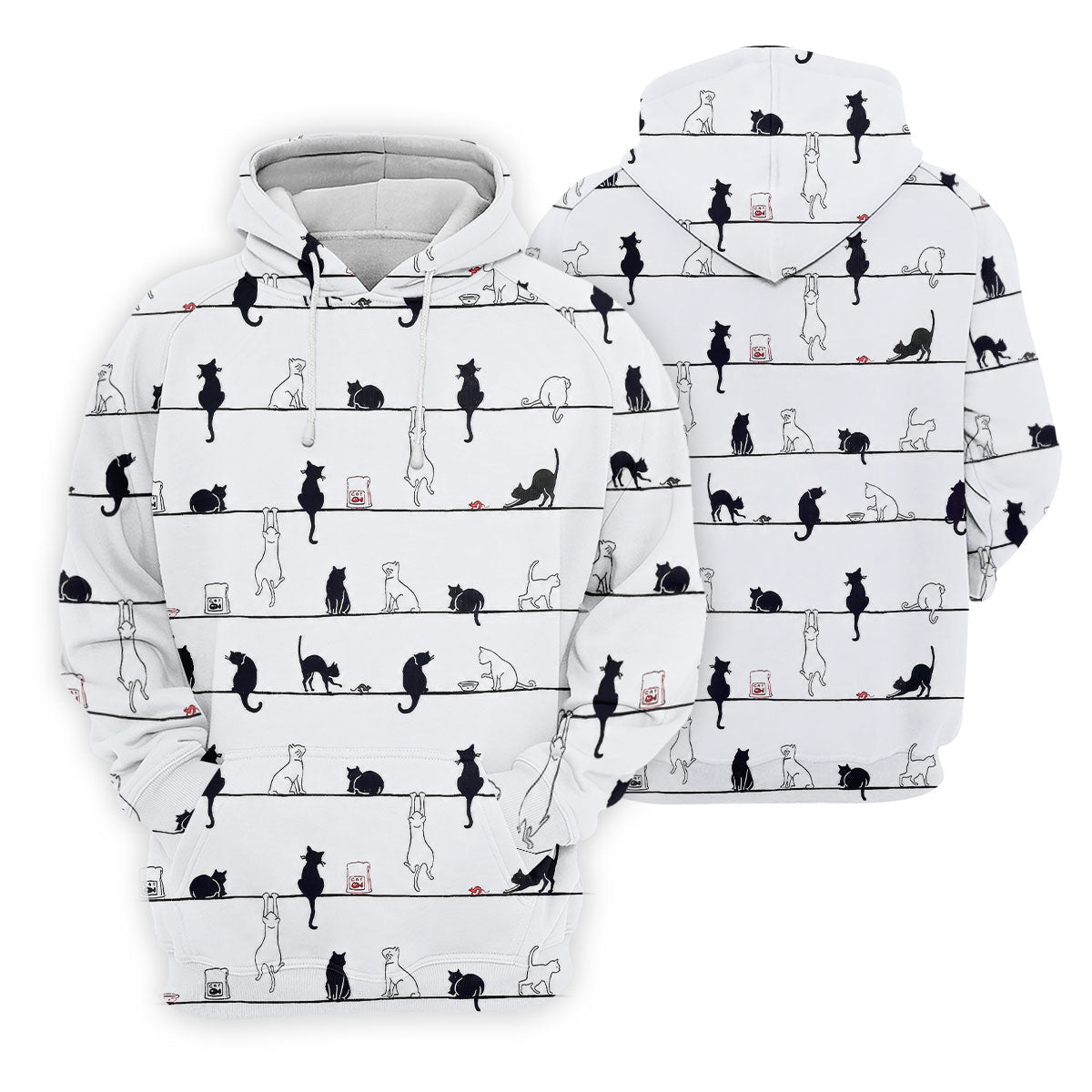 Cute Black and White Cats Pattern Golf Shirt, Women's Golf Tops, Golf Shirts For Women