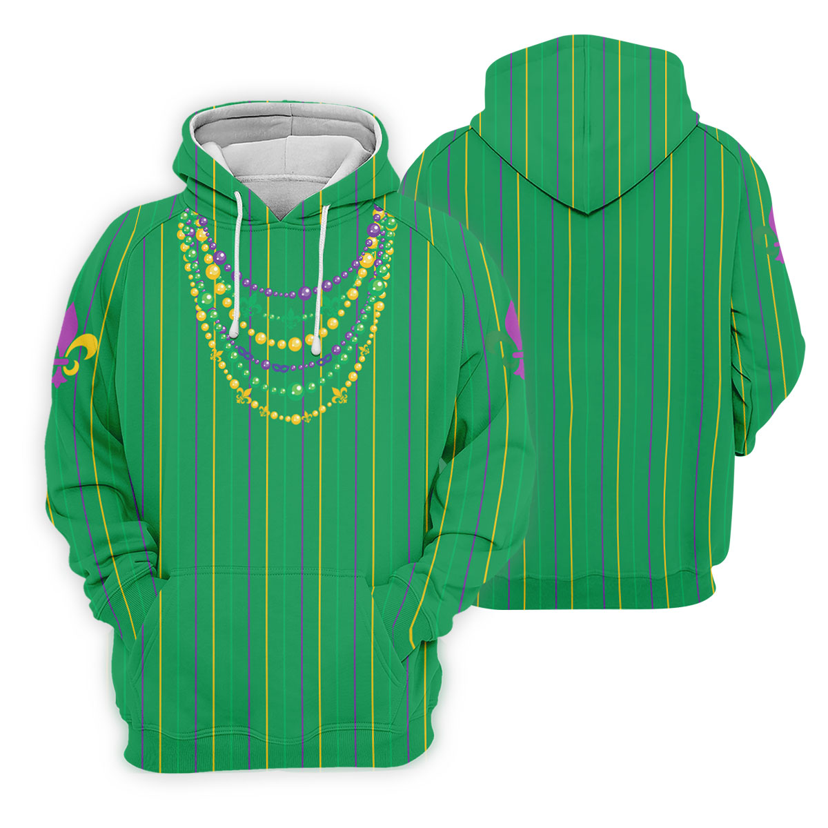 Mardi Gras Beads Necklaces Print Green Golf Shirt, Women's Golf Shirts, Ladies Golf Polos, Golf Shirt For Women