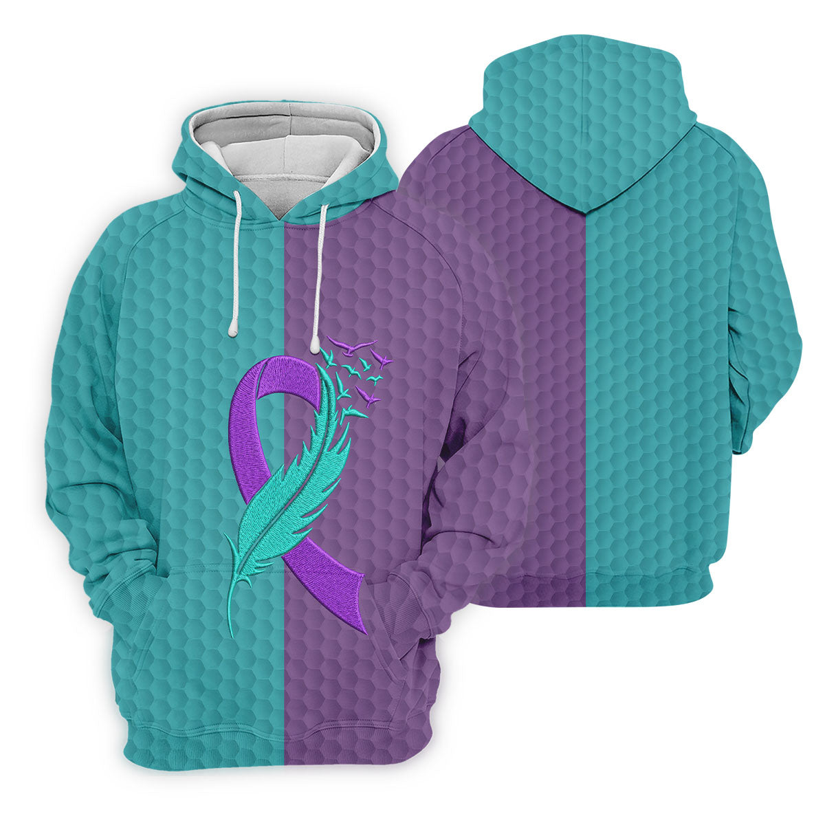 Suicide Prevention Ribbon Feather Birds Golf Polo Shirt, Mens Golf Polo, Mens Golf Apparel