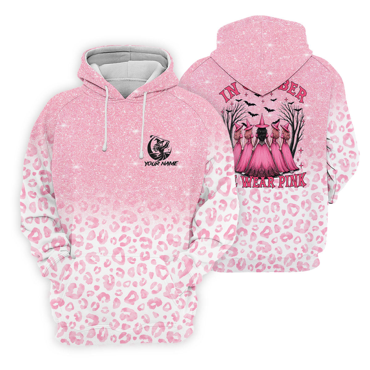 Custom Name In October We Wear Pink Halloween Golf Shirt, Women's Golf Polo, Ladies Golf Top
