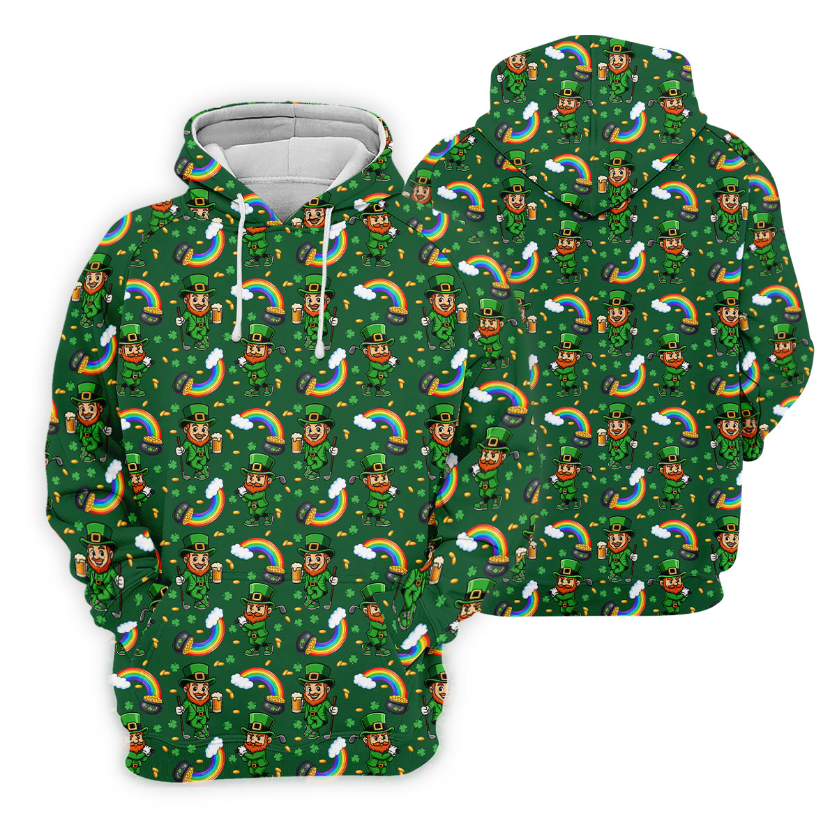 St Patrick's Day Leprechaun Golf Pose Rainbow Gold Pot Shamrock Golf Shirt, Women's Golf Shirts, Ladies Golf Polos