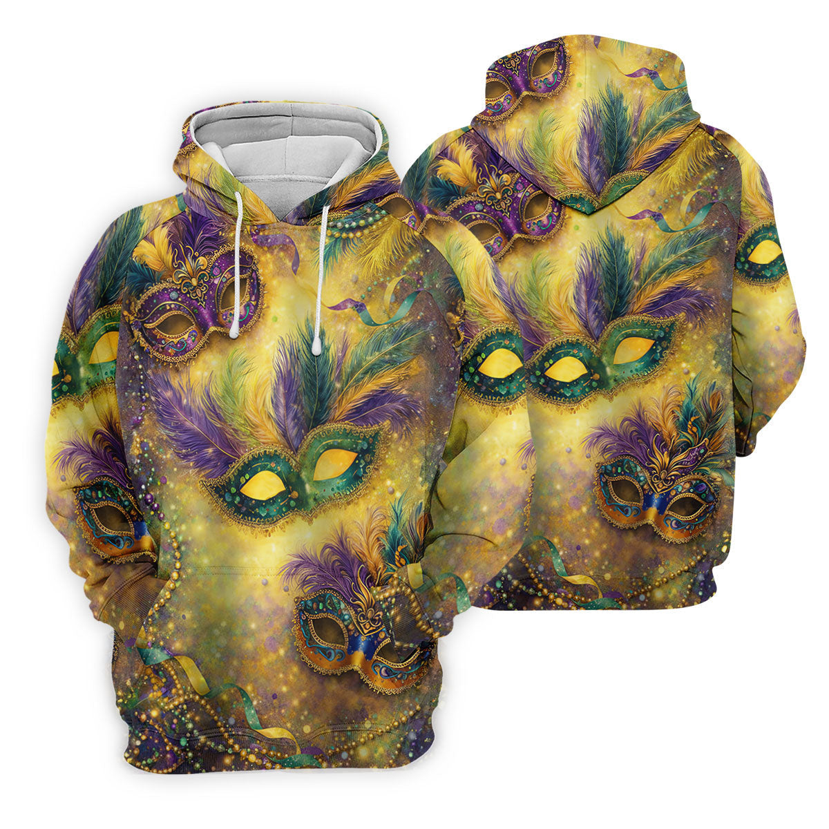 Masquerade Mask Beads Chain Sparkling Effect Mardi Gras Golf Shirt, Women's Golf Tops, Ladies Golf Shirts