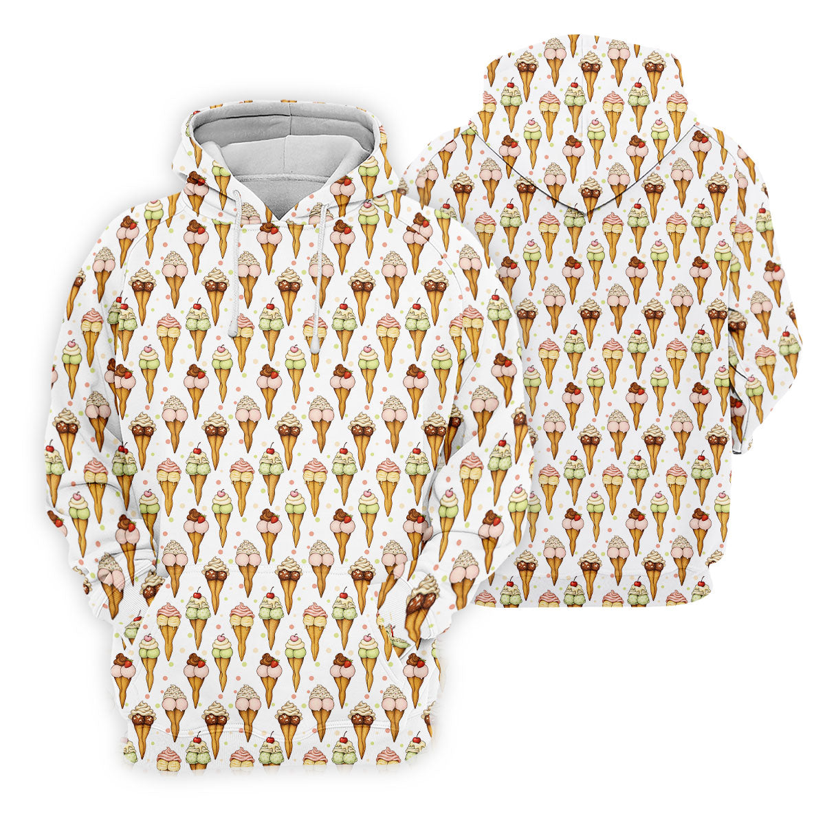 Adult Humor Ice Cream Golf Shirt, Funny Cone Pattern, Golf Shirt For Women