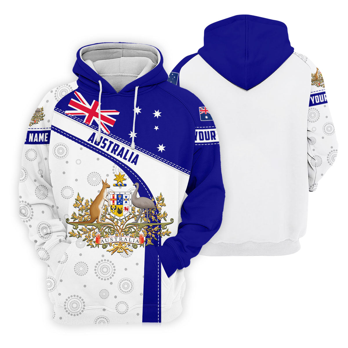 Australian Coat Of Arms Golf Tops For Men, Australia Flag Print Polo Shirts For Men