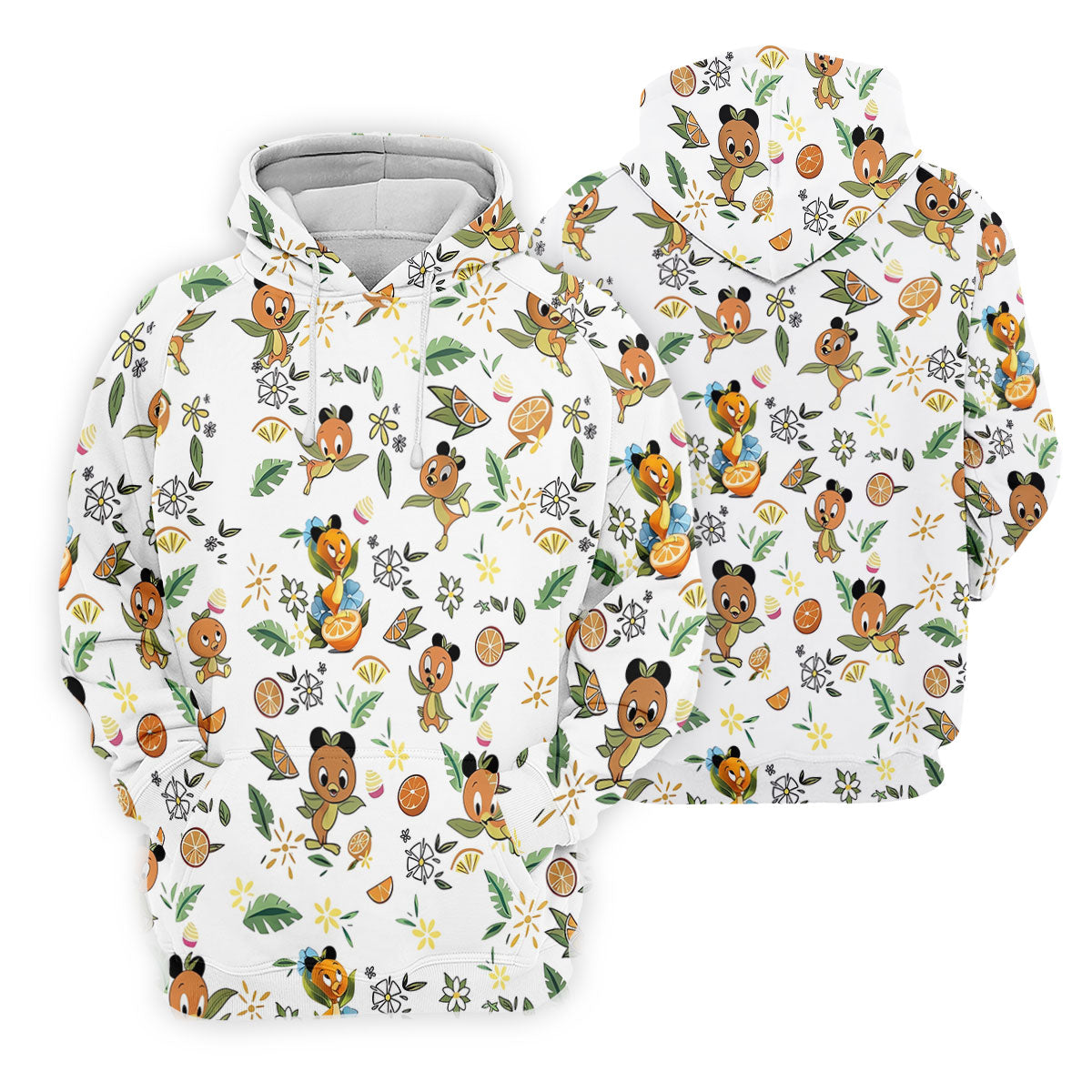 Orange Bird Floral Citrus Golf Polo Shirt, Printed Golf Shirts, Hawaiian Golf Shirt
