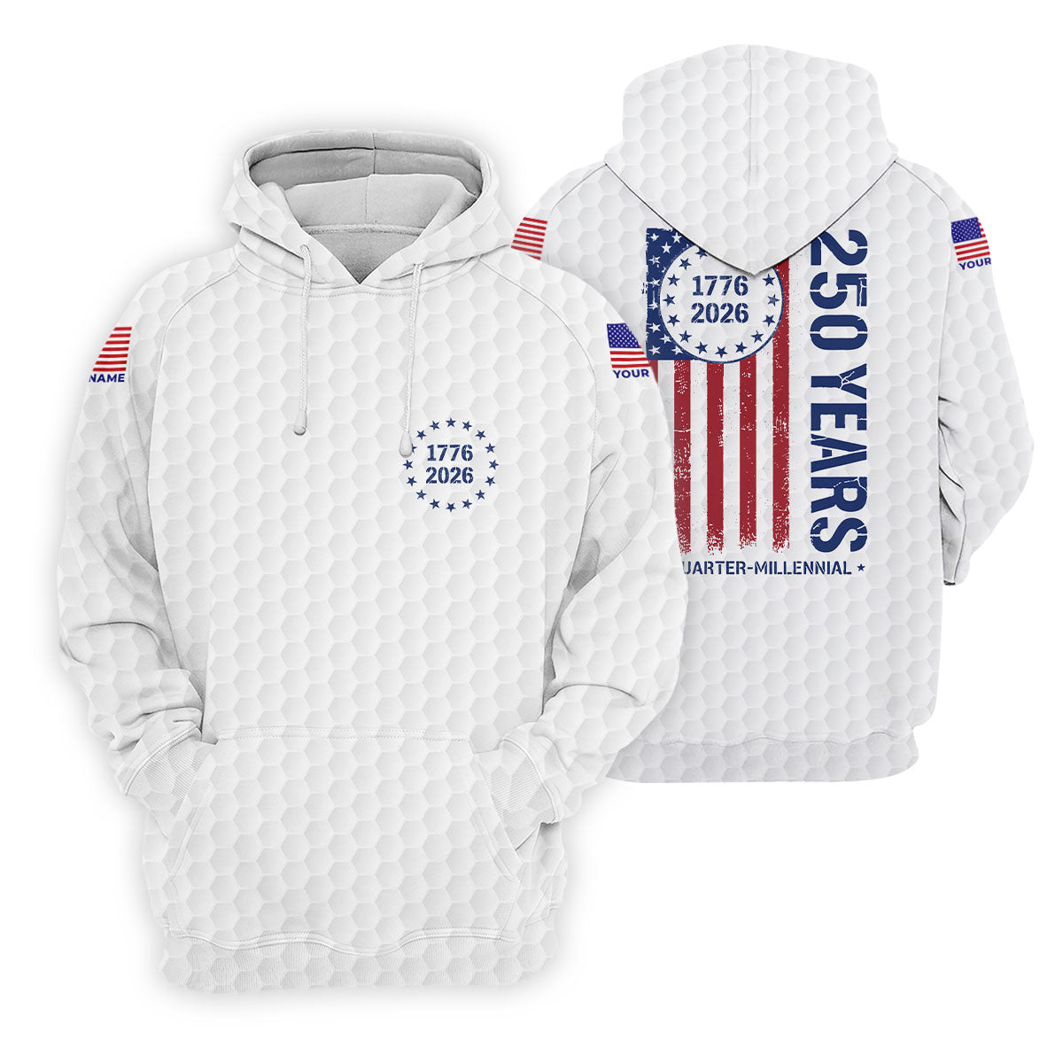 250 Years Quarter Millennnial Golf Ball Pattern White Patriotic Golf Shirt, 4th Of July Golf Shirt For Women