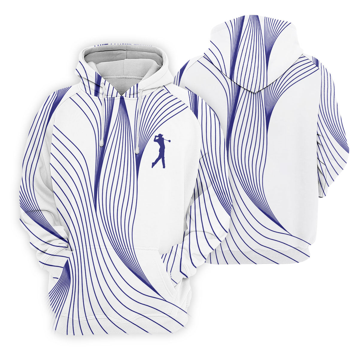 Geometric Line Wavy Line Purple And White Women's Golf Tops, Ladies Golf Shirts, Women's Polo Shirt