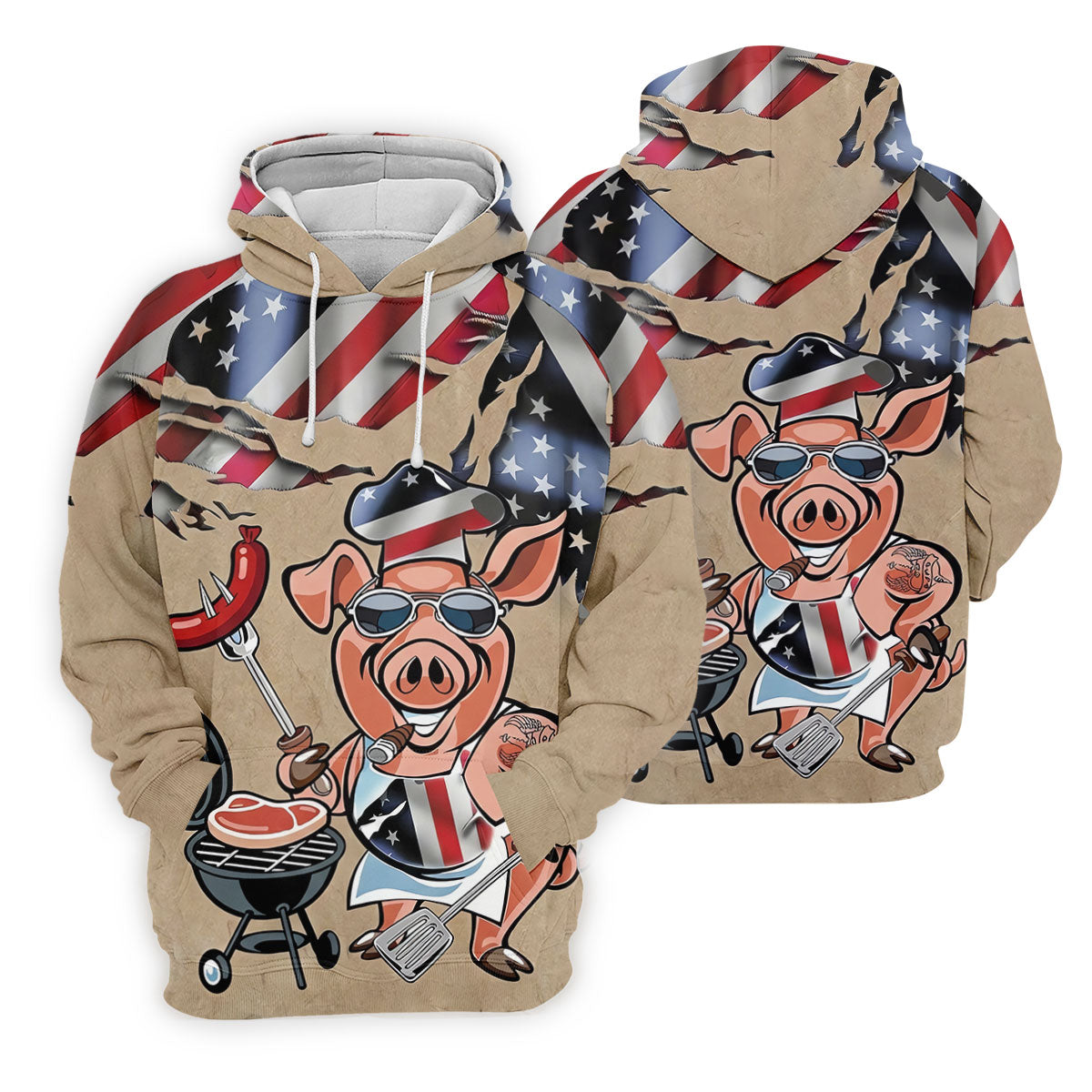 Patriotic American Flag Funny BBQ 250th Anniversary Dark Beige Women's Polo Shirt, Ladies Golf Shirts