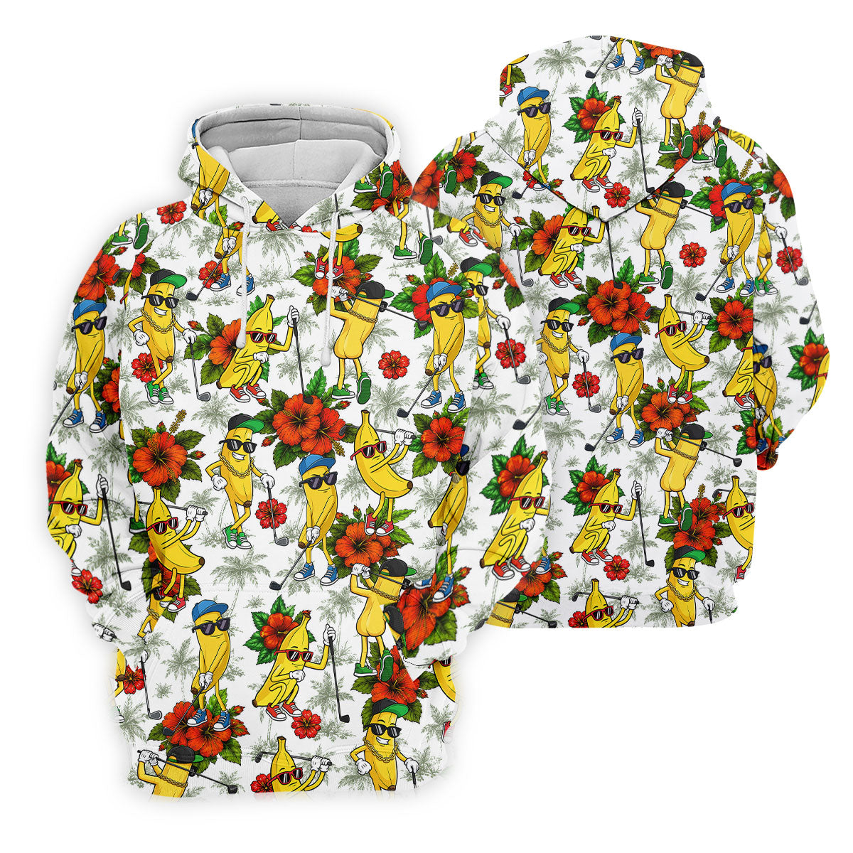 Funny Banana Golfer Hawaiian Golf Polo Shirt, Golf Shirts For Men, Mens Golf Apparel