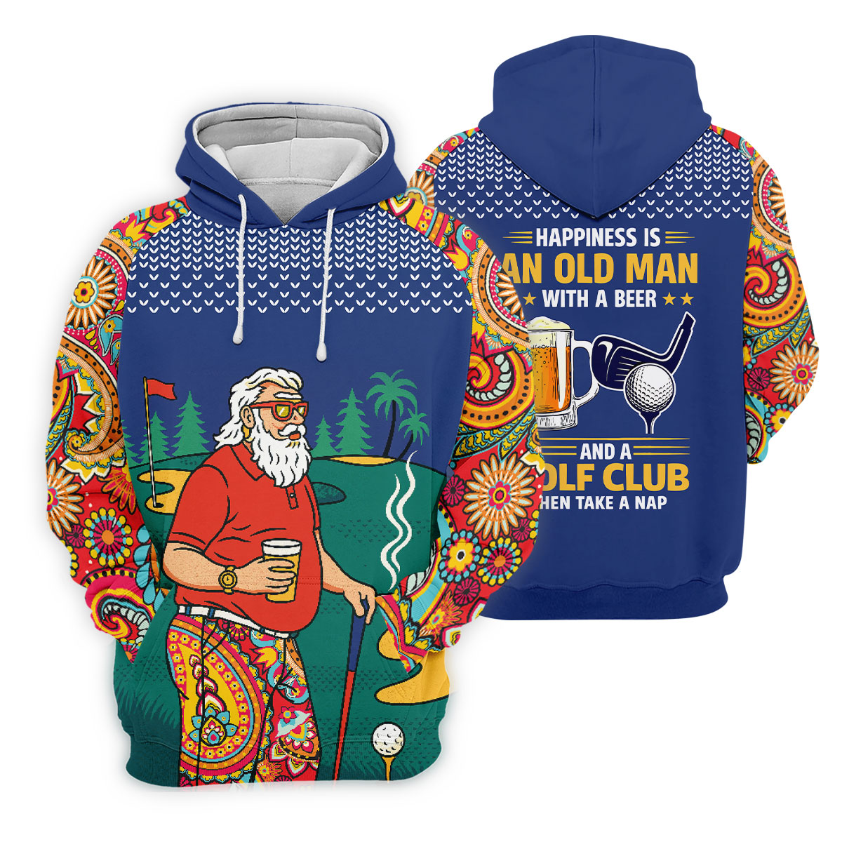 Retro Bearded Golfer Holding Beer Golf Polo Shirt, Women’s Golf Apparel, Ladies Golf Tops