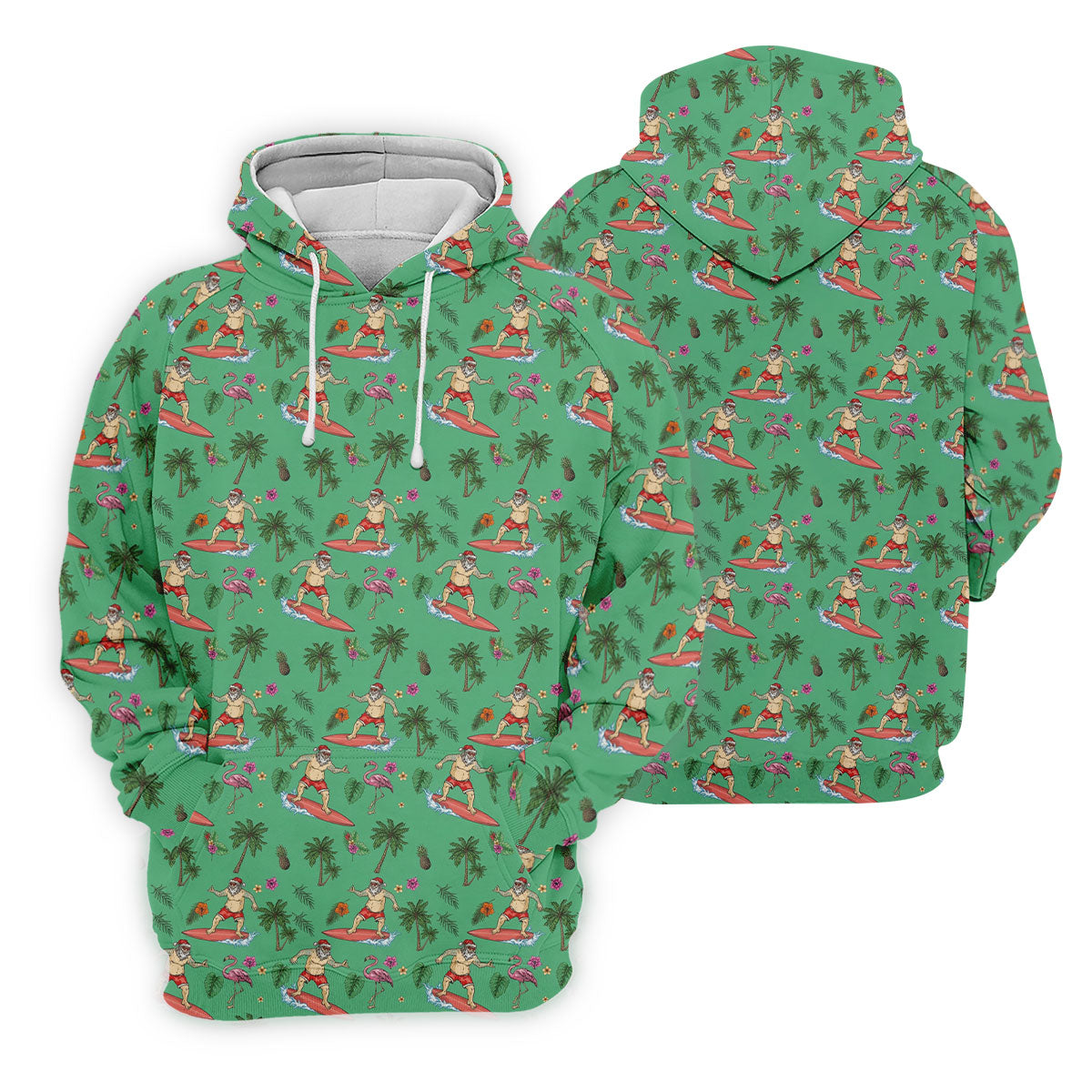 Santa Flamingo Tropical Golf Shirt, Christmas Golf Shirt, Golf Apparel For Men