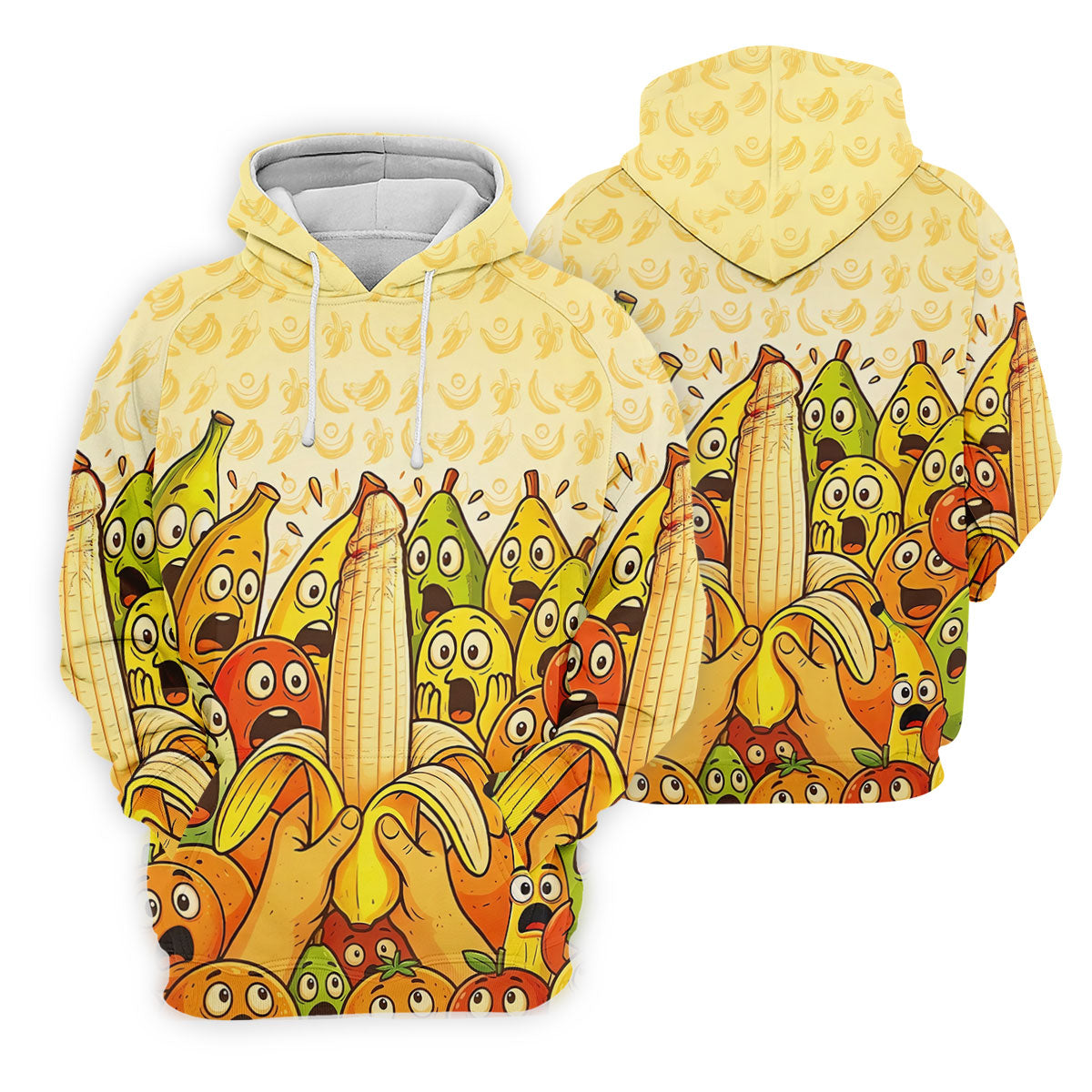 Funny Banana Fruit Cartoon Pattern Polo Shirt, Mens Golf Polo, Golf Shirts For Men