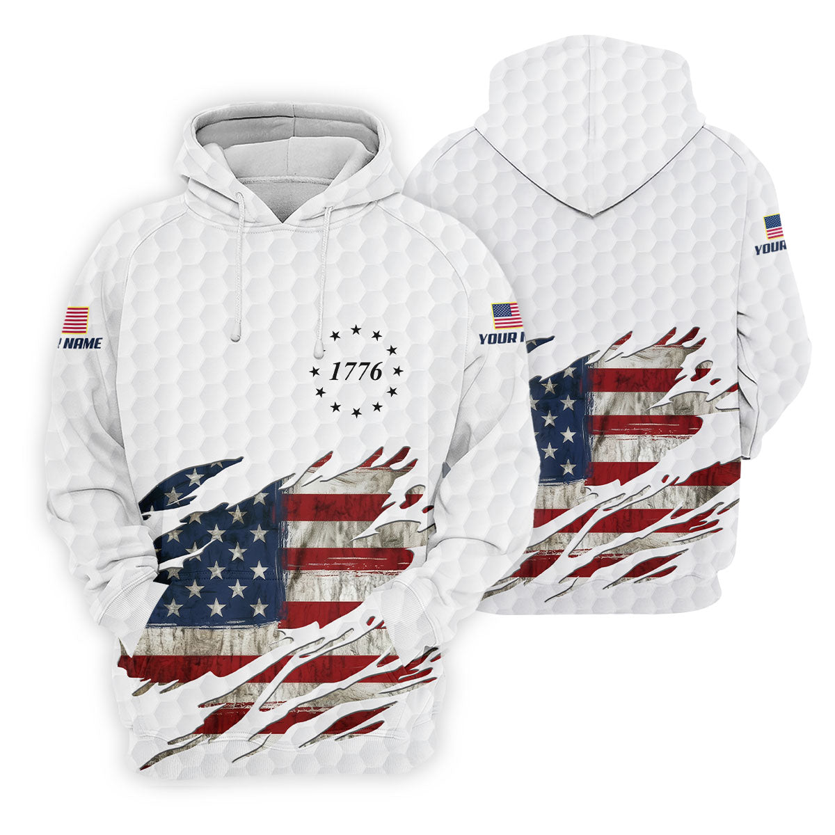 American Flag Cross Golf Ball Pattern Women's Golf Tops, 250th Anniversary Ladies Golf Shirts