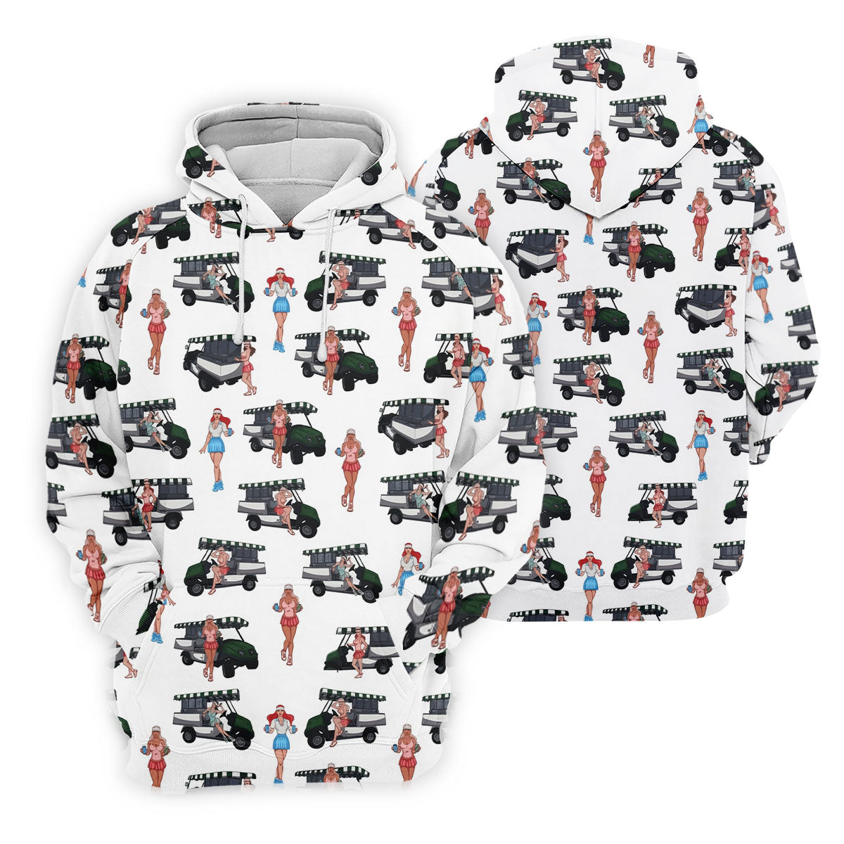 Golf Cart Girls Pattern Golf Polo Shirt, Ladies Golf Shirt, Women's Golf Apparel