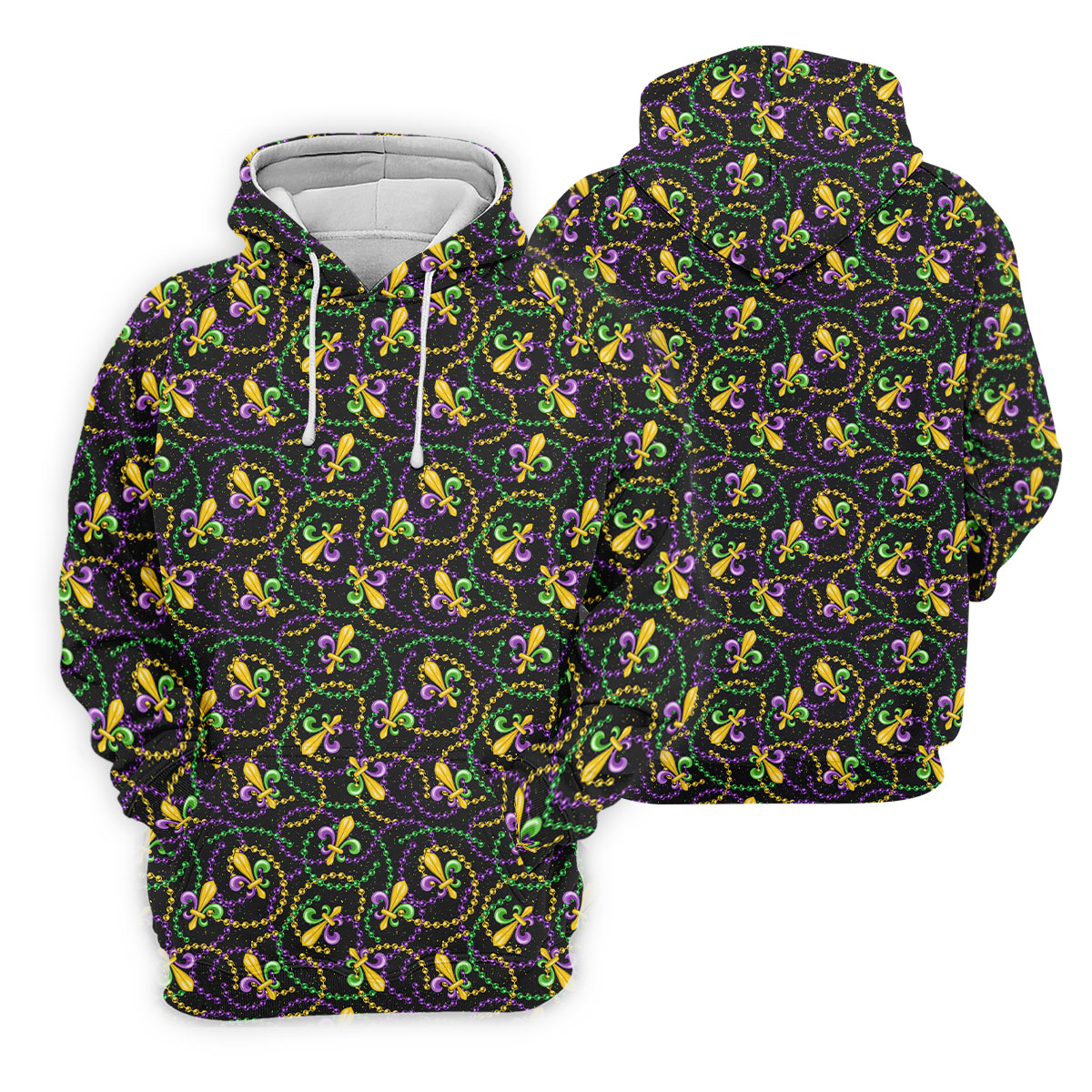 Mardi Gras Beads Purple Green Gold Fleur De Lis Women's Golf Tops, Ladies Golf Polos, Golf Shirt For Women