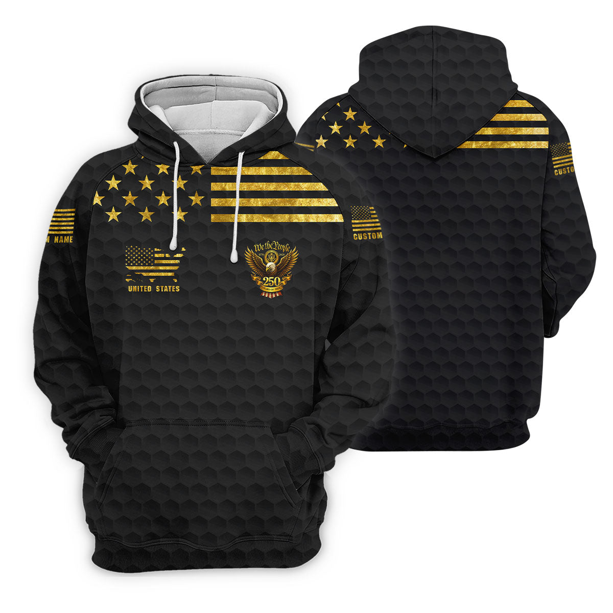 We The People 250 Years Of Free Black And Gold 4th Of July Golf Shirt, Women's Golf Tops