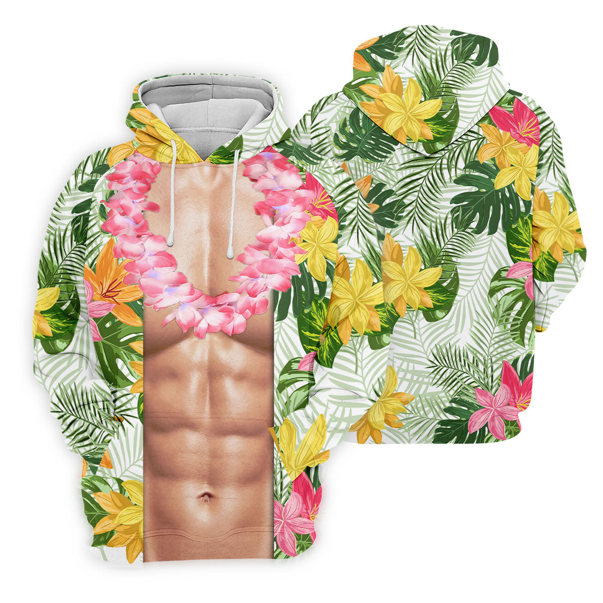 Light Skin Tropical Muscle Chest Hawaiian Golf Polo Shirt, Hawaiian Golf Shirt, Men's Golf Shirt