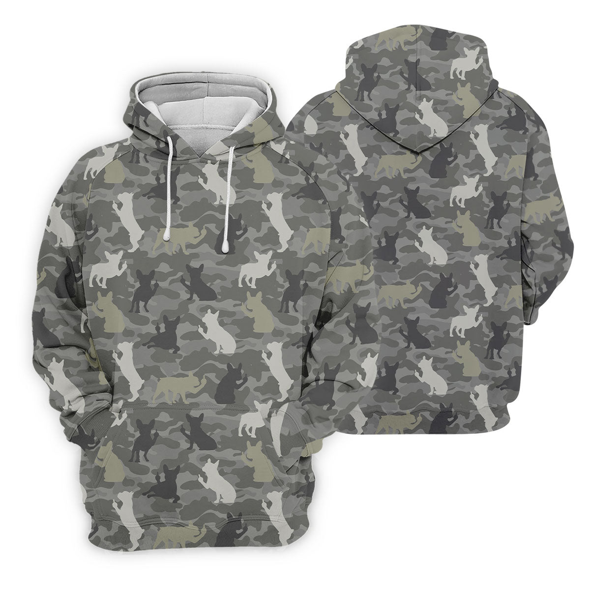 Grey Camo French Bulldog Pattern Golf Shirt, Women's Golf Shirt, Golf Polo For Women, Golf Shirts For Women