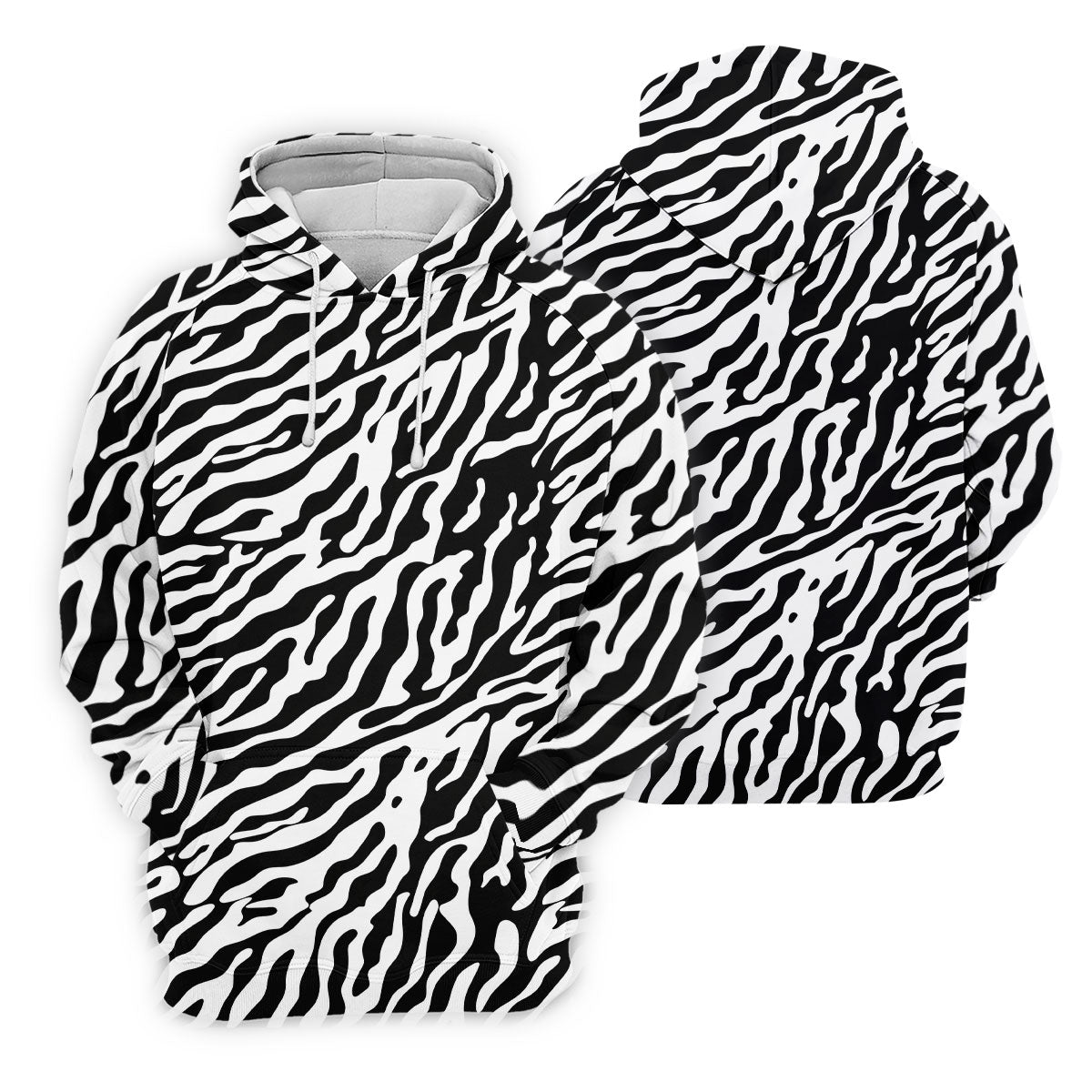 Zebra Print Golf Shirt, Black White Animal Pattern Men's Golf Polo, Polo Shirts For Men