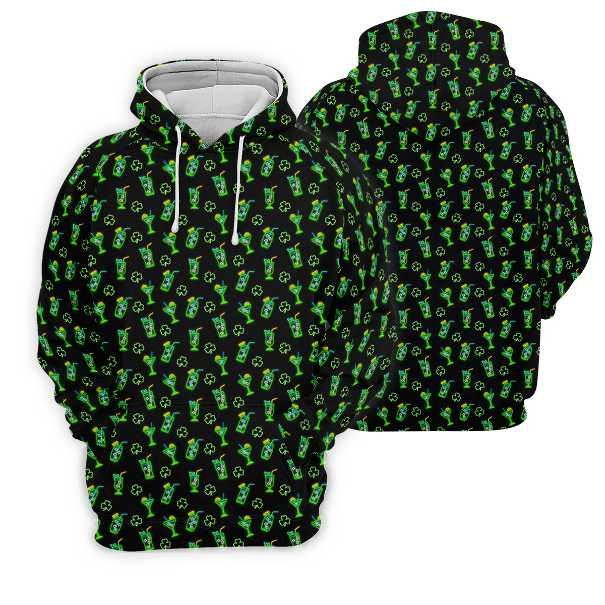 Neon Green Cocktails Three Leaf Clover St Patrick's Day Golf Shirt, Women's Golf Tops, Ladies Golf Shirts