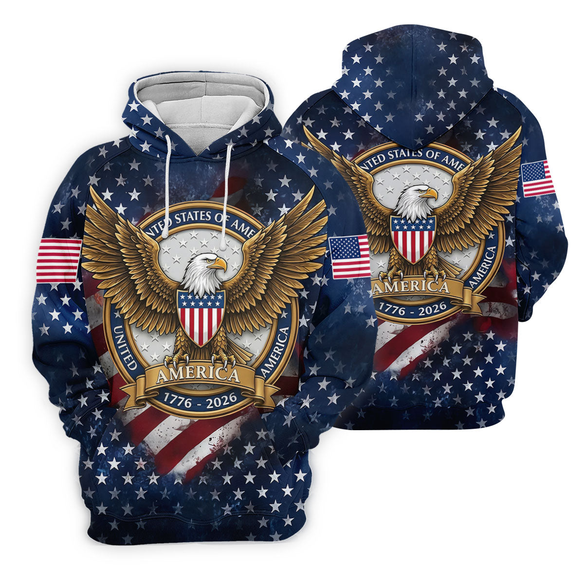 250th Anniversary USA Bald Eagle Distressed Golf Shirt, Patriotic 4th Of July Golf Shirt For Women
