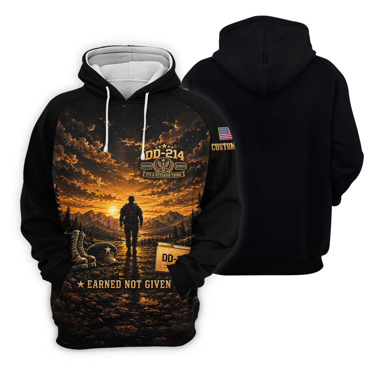 Custom DD-214 Sunset Soldier Golf Polo Shirt, Womens Golf Polo, Veterans Day Shirt