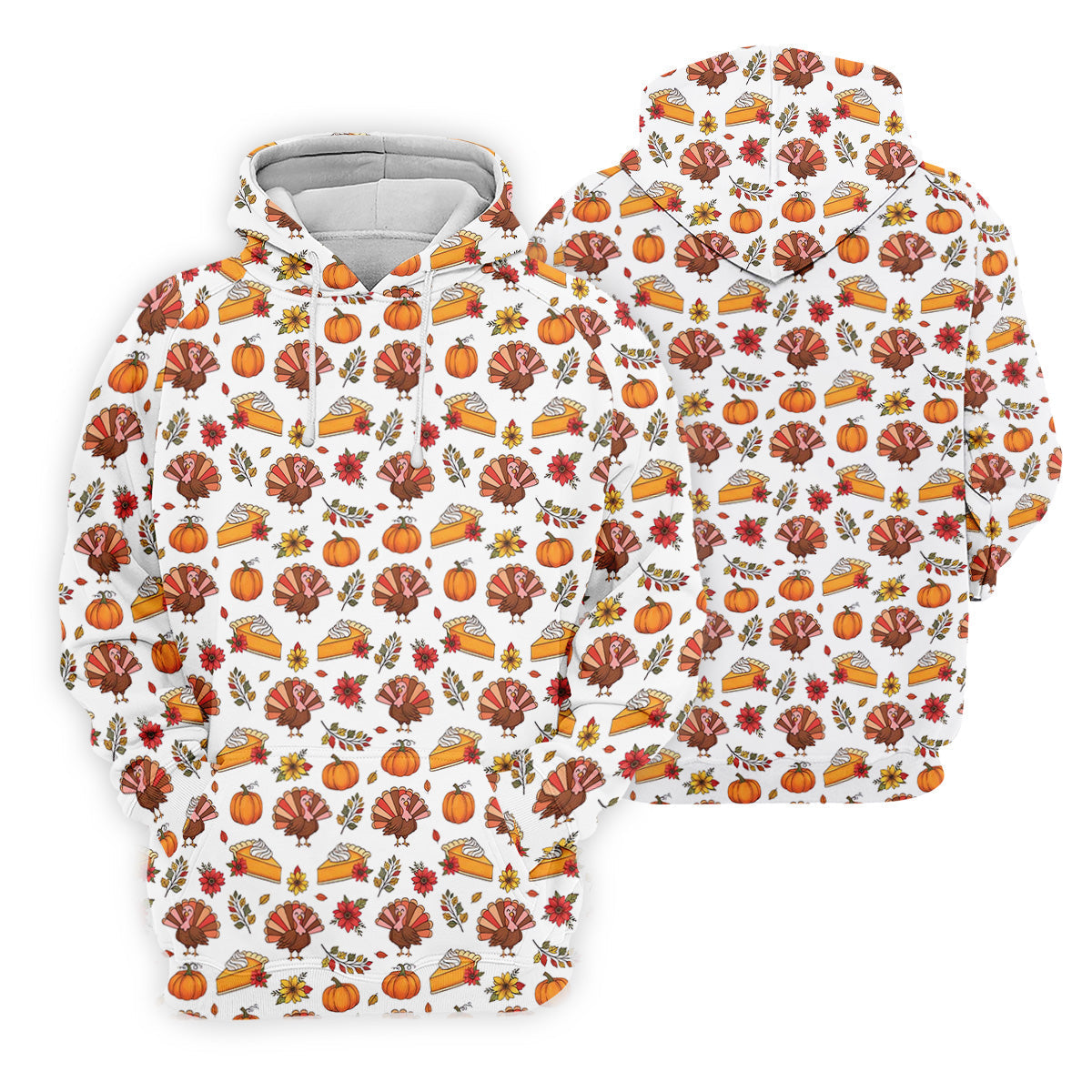 Cute Thanksgiving Turkey Pumpkin Pie Women's Golf Tops, Thanksgiving Golf Gift For Ladies, White Polo Women