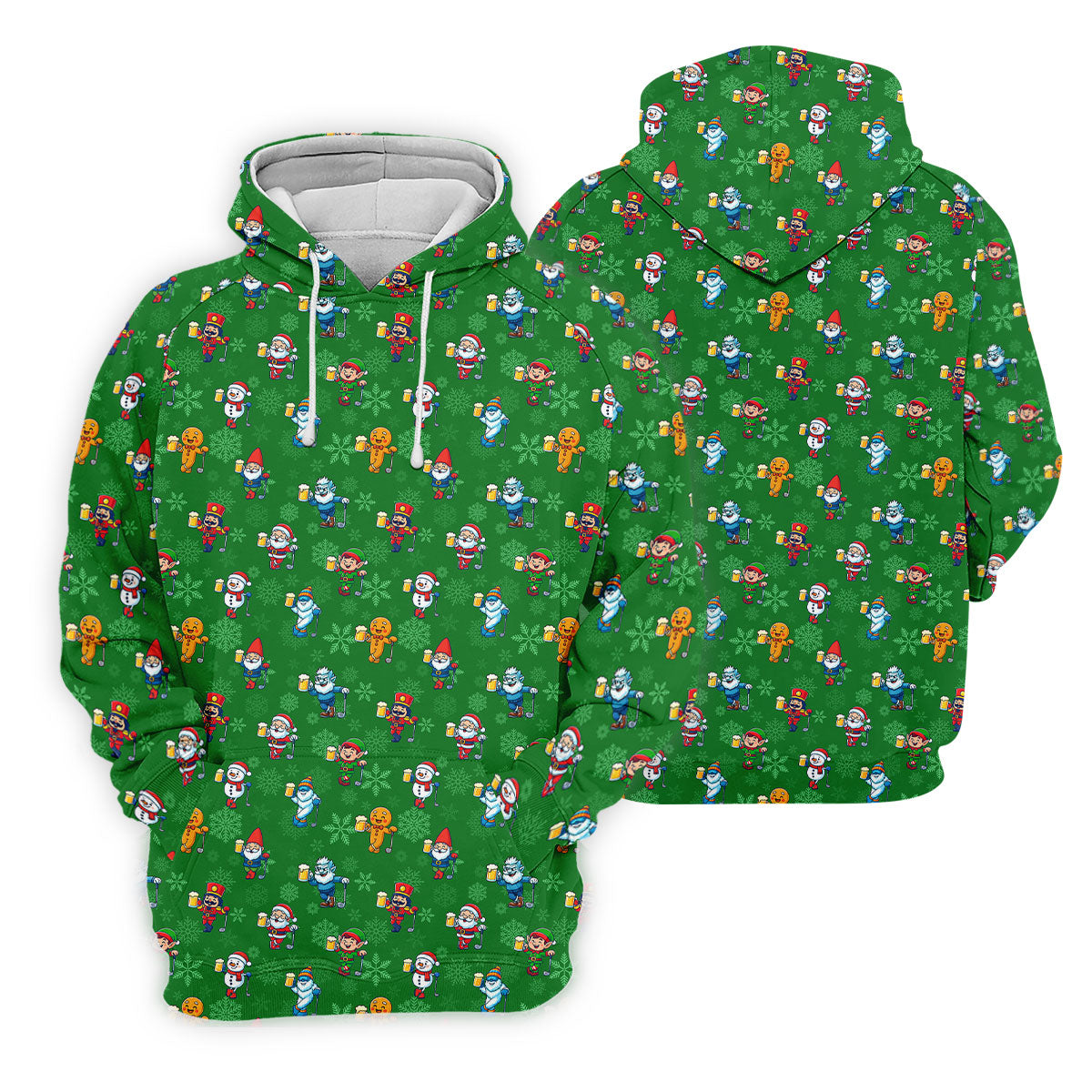 Christmas Characters Golf And Beer Green Men's Funny Golf Shirts, Christmas Golf Shirt, Polo Shirts For Men