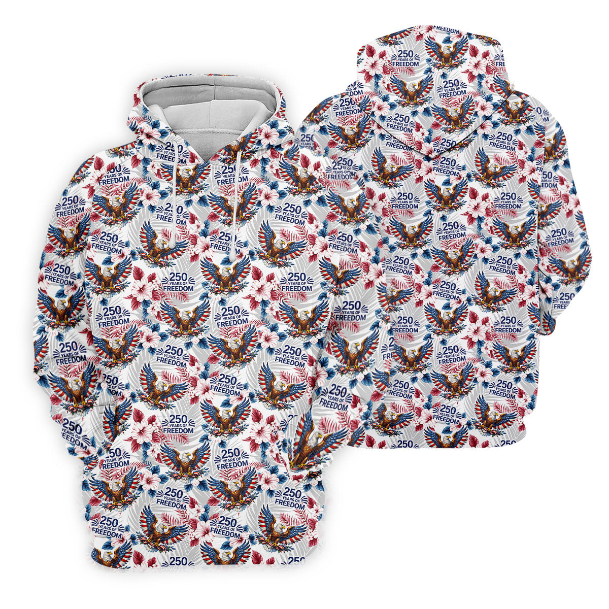 250 Years Of Freedom US Bald Eagle Tropical Theme Golf Tops For Men, Patriotic 4th Of July Golf Shirts For Men