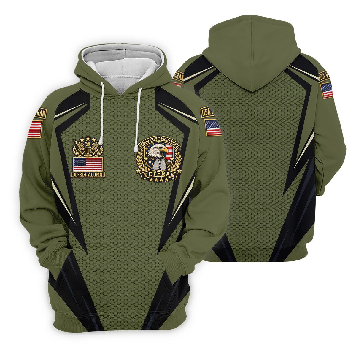 DD-214 Olive Hexagon Golf Polo Shirt, Golf Shirts For Women, Veterans Day Golf Shirt