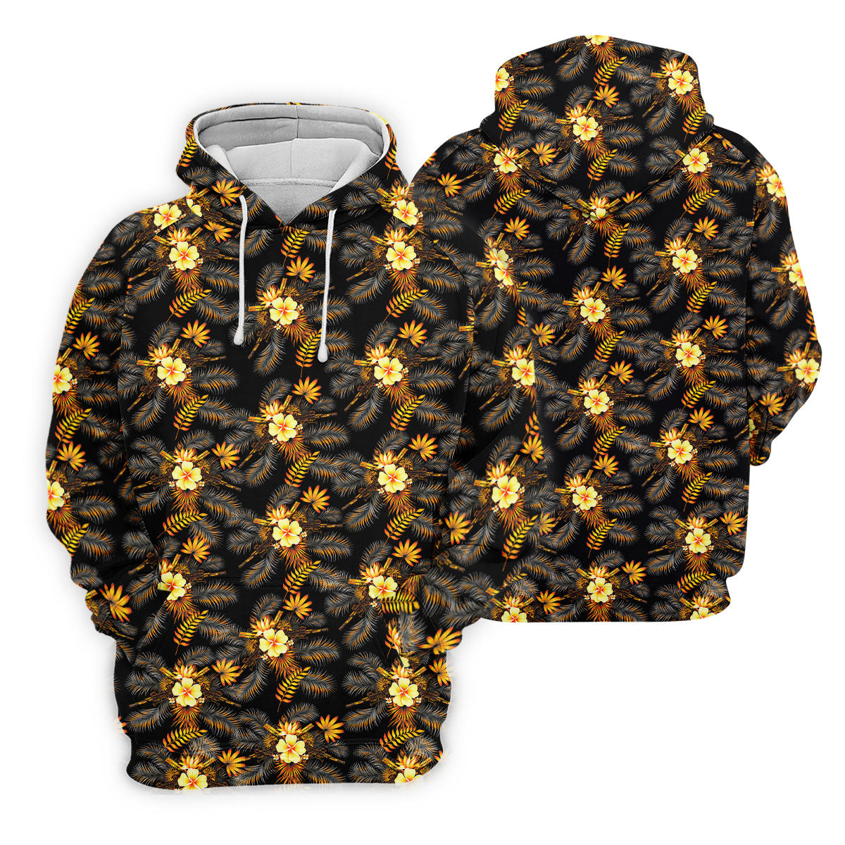 Yellow Hibiscus Flower Black Hawaiian Golf Shirt, Tropical Vibe Golf Shirt For Women