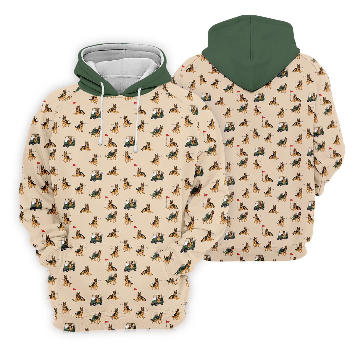 German Shepherd Golf Pattern Polo Shirt, Golf Shirts For Men, Mens Golf Apparel