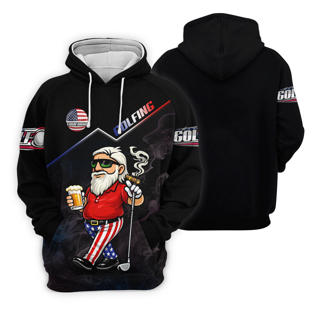 Patriotic Man Golf And Beer Custom Name Funny 4th Of July Golf Shirt, 250th Anniversary Golf Shirt For Women