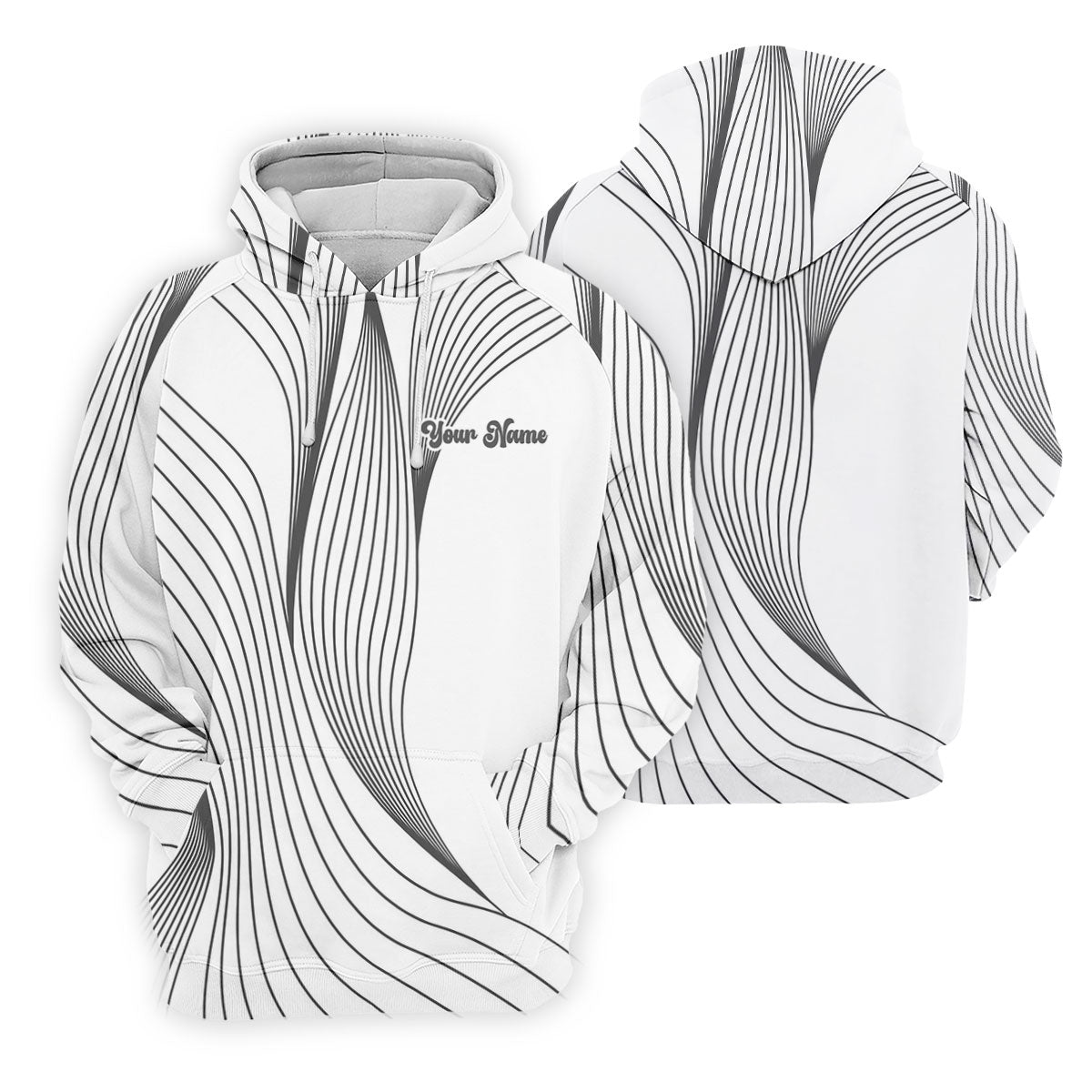 Geometric Line Wavy Line Black And White Custom Name Women's Golf Tops, Ladies Golf Shirts, Women's Polo Shirt