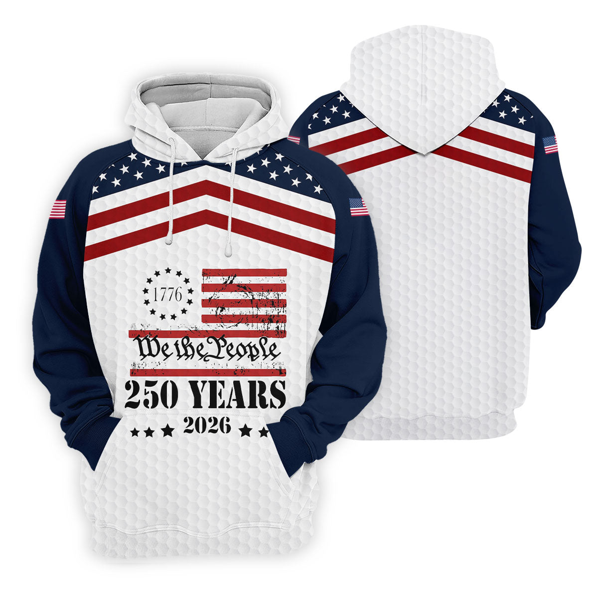 We The People 250 Years US Flag Golf Shirt, Patriotic 4th Of July Golf Shirts For Men
