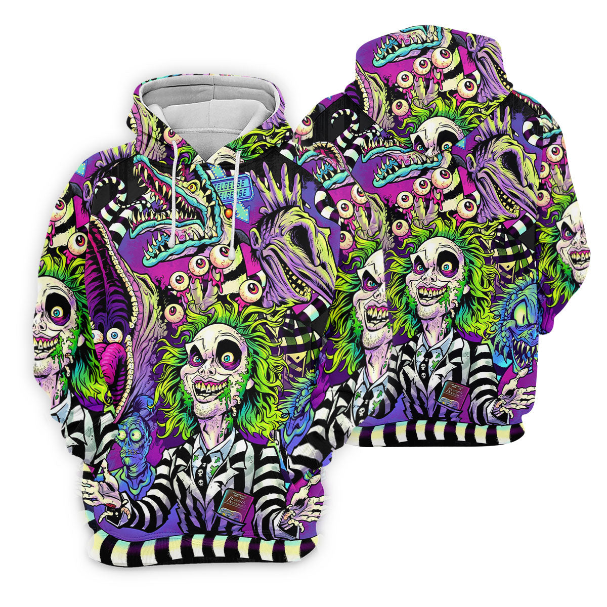 Neon Horror Character Monster Collage Golf Polo Shirt, Mens Polo Shirts, Golf Apparel For Men