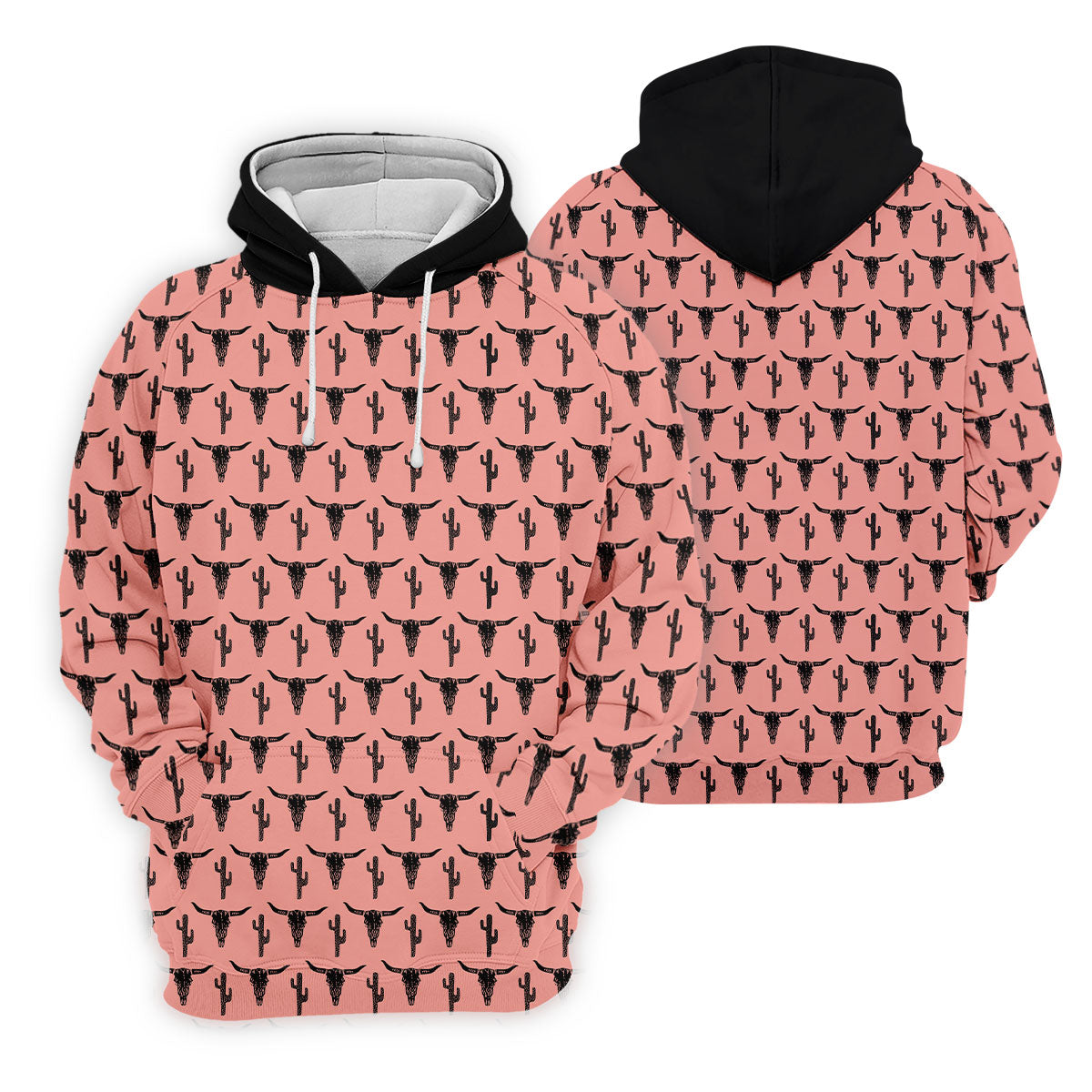 Longhorn Cow Skull Western Theme Peach Pink Golf Tops For Men, Polo ShirtFor Men, Golf Shirts For Men