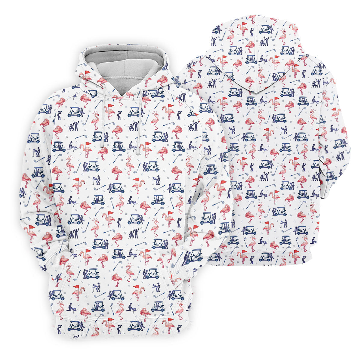 Flamingo Funny Golf Pattern Polo Shirt, Men's Golf Shirt, Golf Apparel For Men