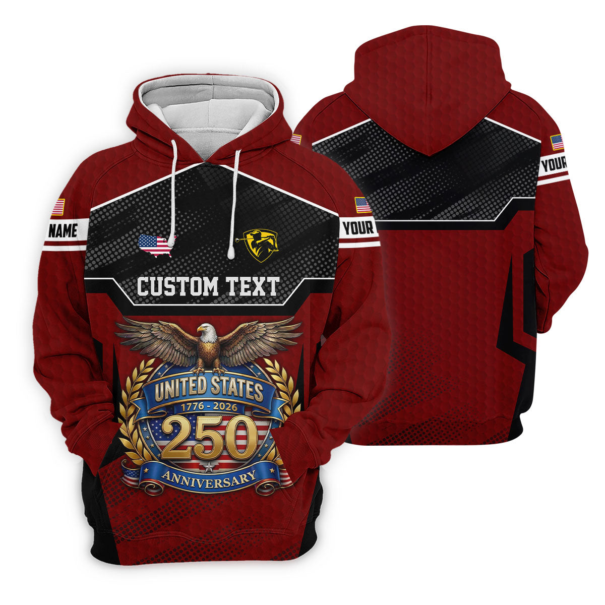 US 250 Anniversary Patriotic 4th Of July Red Golf Shirt, Polo Shirts For Men, Golf Shirts For Men