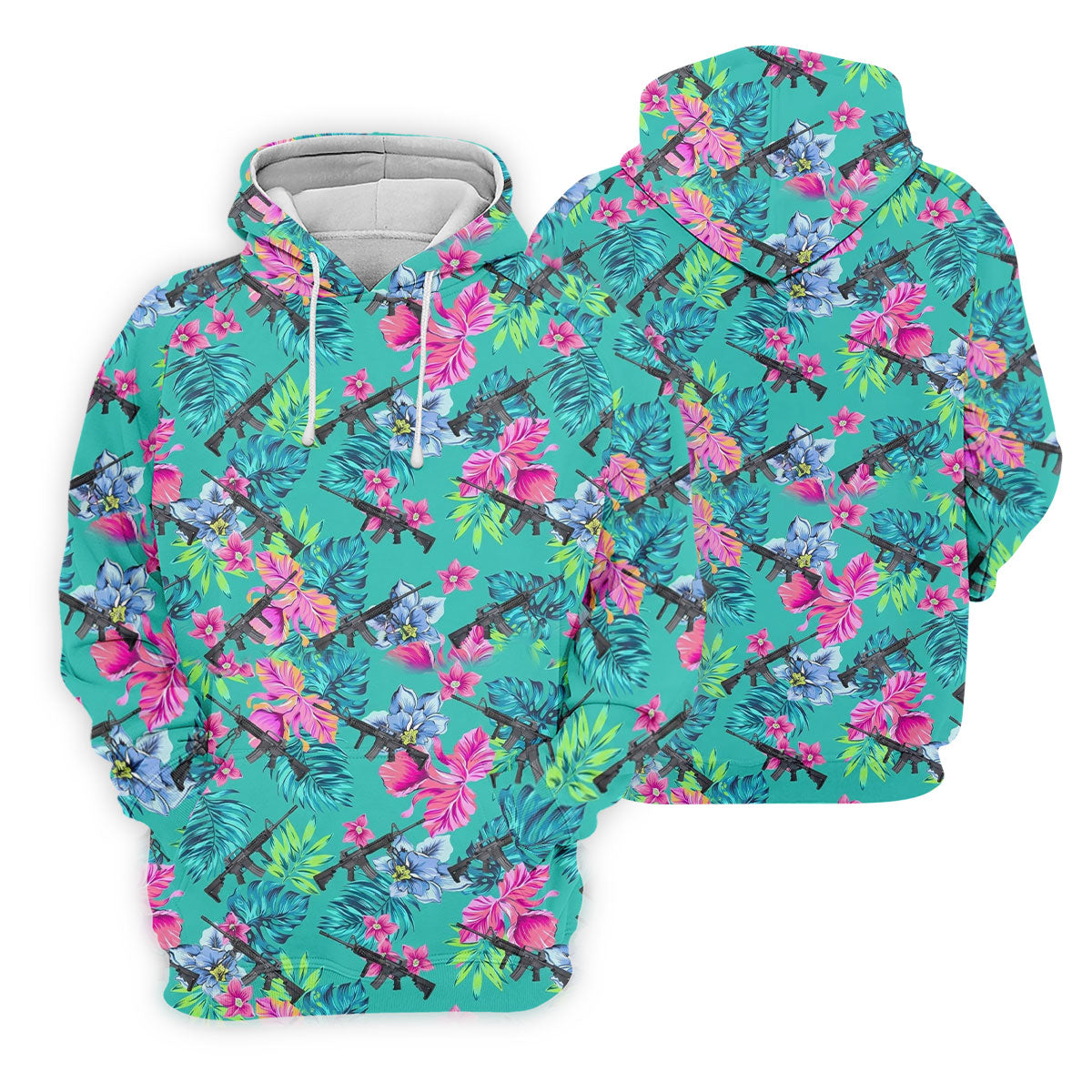 Hawaiian Floral With Army Theme Women Golf Top, Ladies Golf Shirts, Golfing Apparel